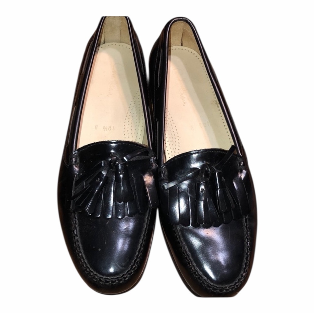 Cole Haan C02691 Men  Black Leather Pinch Shawl Bow II Tassel Dress Shoes 10.5D